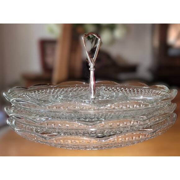 Anchor Hocking 11" Wexford glass 5 Section Relish Veggie Snack Serving Platter - Picture 9 of 16